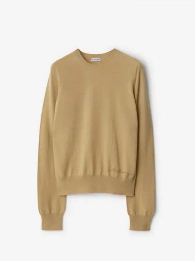 Embroidered Logo Cashmere Knit Top Beige - BURBERRY - BALAAN 2