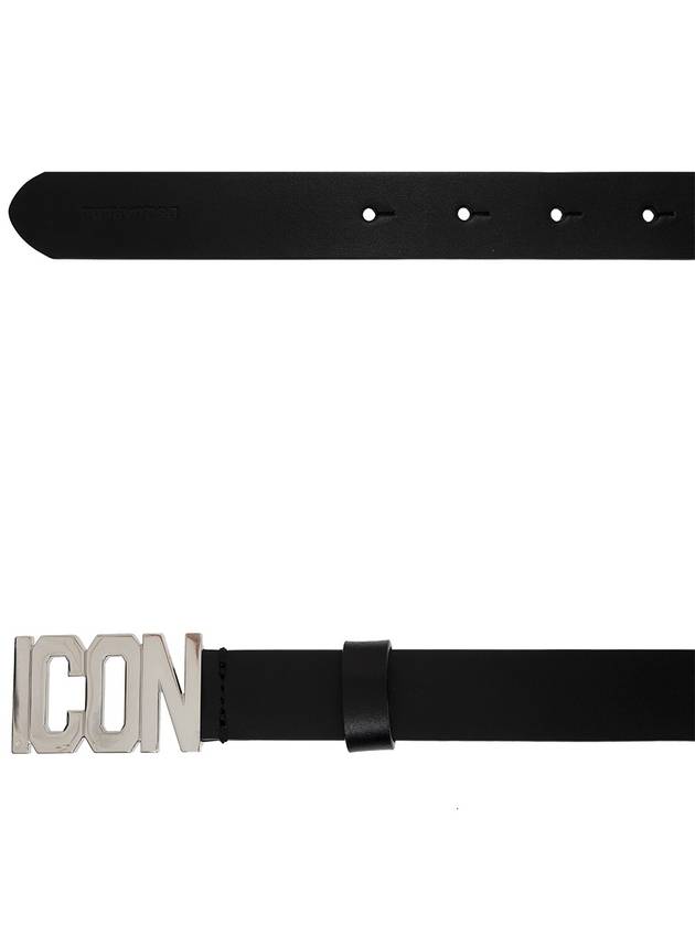 icon plaque silver leather belt black - DSQUARED2 - BALAAN 7