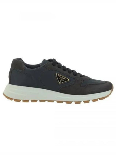 Prax 01 Delave Re-Nylon Suede Leather Low-Top Sneakers Black - PRADA - BALAAN 2