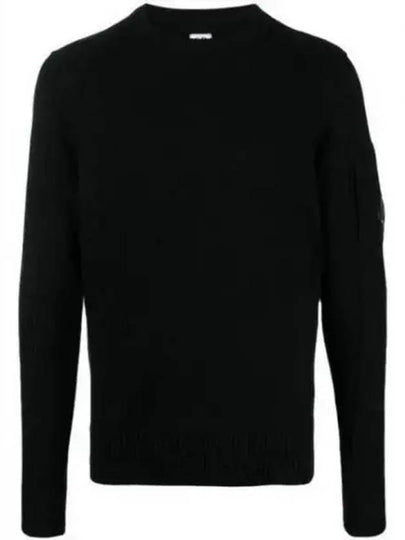 Lens Wappen Classic Crew Neck Wool Knit Top Black - CP COMPANY - BALAAN 2