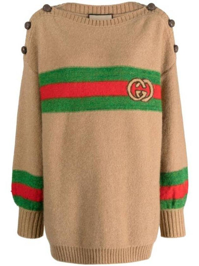 Web Interlocking GG Knit Top Camel - GUCCI - BALAAN 2