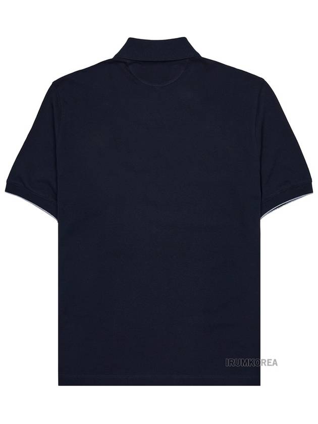 Logo Short Sleeve Polo Shirt Navy - BRUNELLO CUCINELLI - BALAAN 3