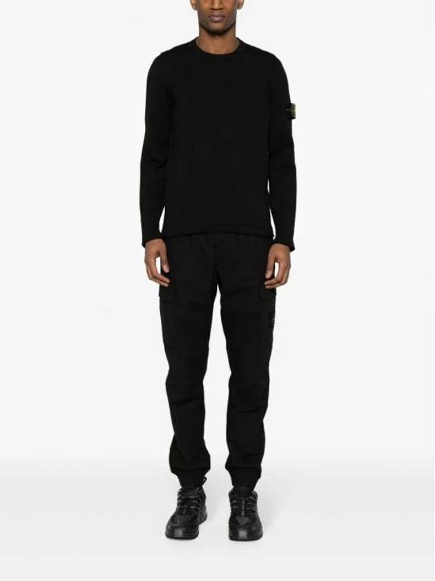 Compass Badge Ribbed Cotton Knit Top Black - STONE ISLAND - BALAAN 4