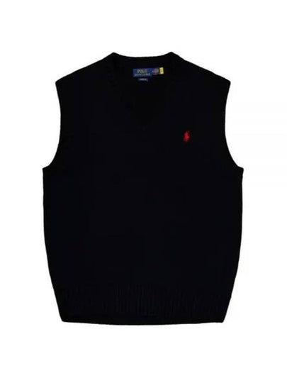 Embroidered Pony Logo Knit Vest Black - POLO RALPH LAUREN - BALAAN 2