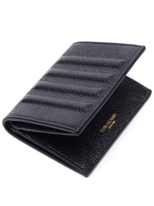 Debossed Pebble Card Wallet Black - THOM BROWNE - BALAAN 6