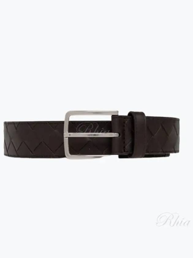 Intrecciato Leather Belt Dark Brown - BOTTEGA VENETA - BALAAN 2