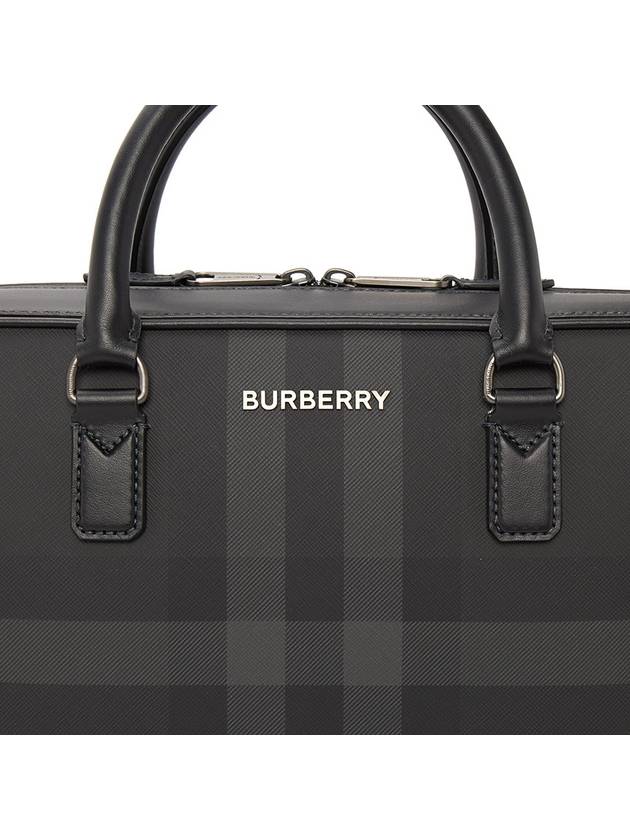 Check Print Leather Brief Case Charcoal - BURBERRY - BALAAN 9