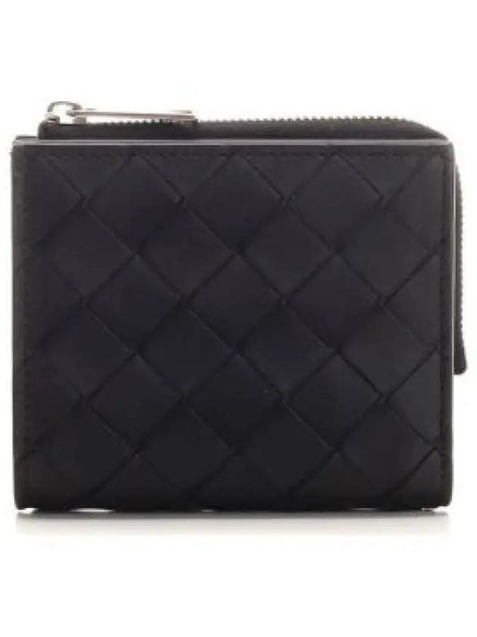 Intrecciato Bifold Calfskin Half Wallet Black - BOTTEGA VENETA - BALAAN 2