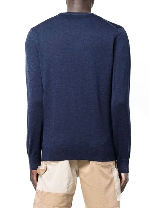 Fox head Patch Regular Round Neck Pullover Knit Top Navy Melange - MAISON KITSUNE - BALAAN 5