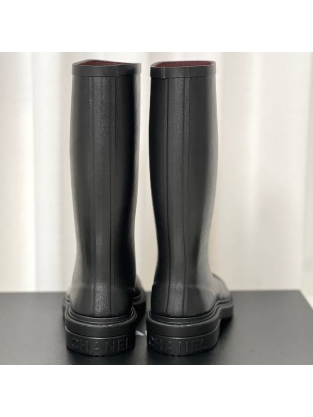 Rubber Rain Boots Cow Chalk Black G39620 - CHANEL - BALAAN 4