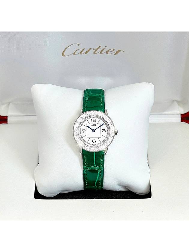 Ronde Big Diamond White Arabian Dial Women s Leather Watch - CARTIER - BALAAN 8