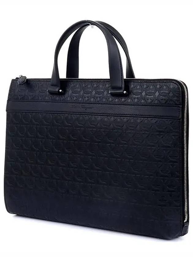 Embossed Calfskin Gancini Brief Case Black - SALVATORE FERRAGAMO - BALAAN 3