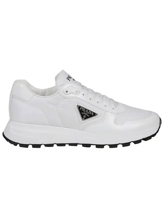 Prax 01 Re-Nylon Brushed Leather Low-Top Sneakers White - PRADA - BALAAN 2