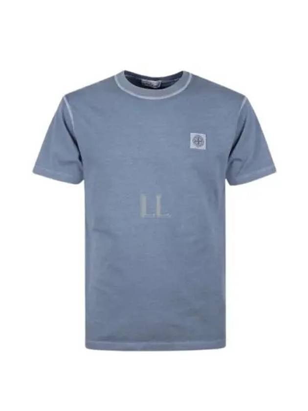 Organic Cotton Short Sleeve T-Shirt Avio Blue - STONE ISLAND - BALAAN 2