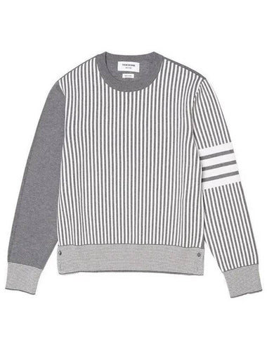 Men s 4 Bar Crew Neck Pullover Knit MKA406A 055 Gray 271157 1147539 - THOM BROWNE - BALAAN 1