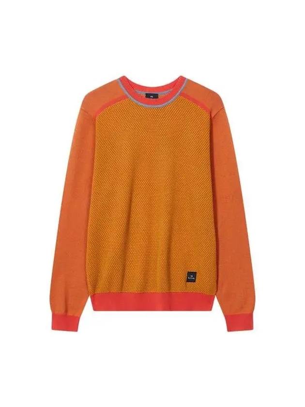 PS Embo Honeycomb Crew Neck Knit Vivid Orange - PAUL SMITH - BALAAN 1