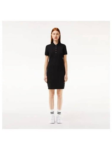 Women s slim fit mini pique polo dress black - LACOSTE - BALAAN 1