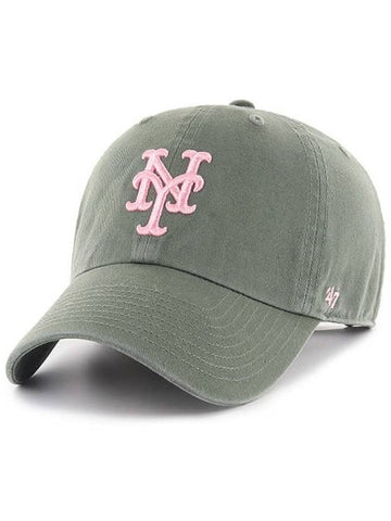 MLB hat NY Big Logo New York Mets baseball cap premium line ball moss pink - 47BRAND - BALAAN 1