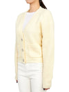 Ribbed V-Neck Soft Wool Cardigan Yellow - GANNI - BALAAN 3