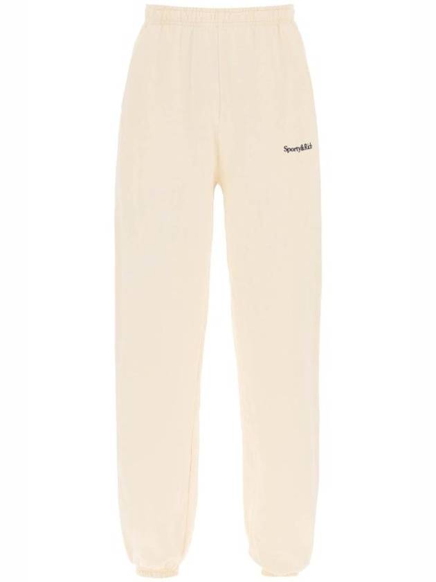 Training Logo Cotton Jogger Track Pants Beige - SPORTY & RICH - BALAAN 2