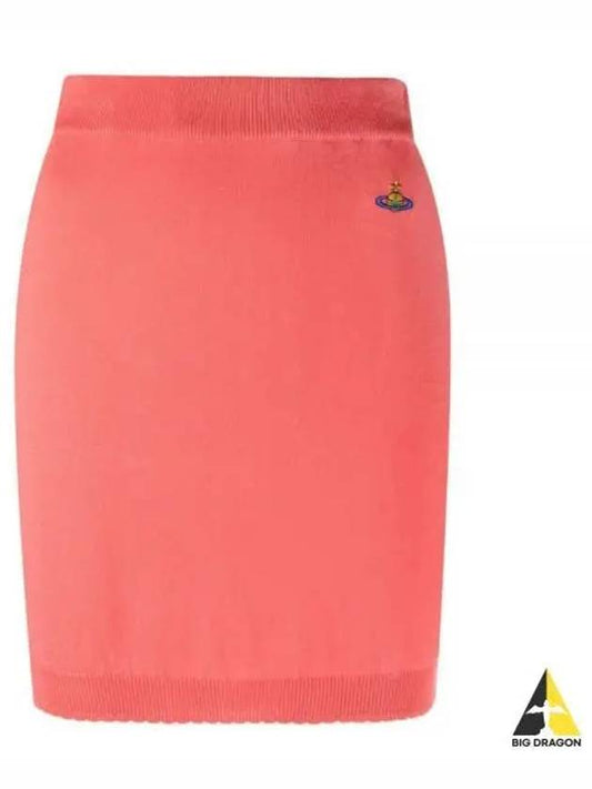 Women's ORB Logo Knit Bea Mini H Line Skirt Pink - VIVIENNE WESTWOOD - BALAAN 2