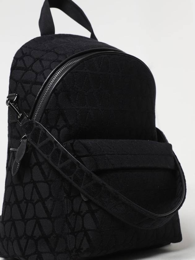 Toile Iconographe Fabric Leather Backpack Black - VALENTINO - BALAAN 4