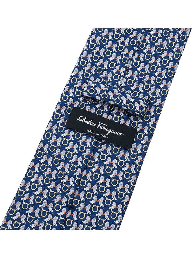 Hoopoe Print Silk Tie Blue - SALVATORE FERRAGAMO - BALAAN 8