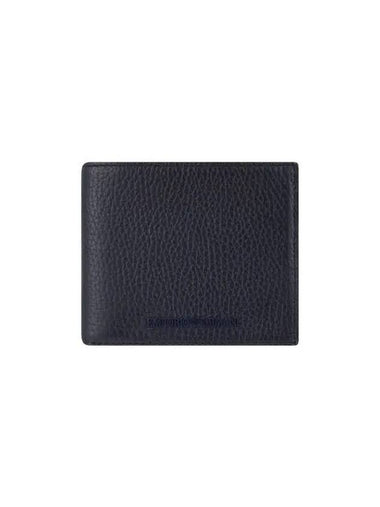 Men s Grainy Leather Business Fold Wallet Navy - EMPORIO ARMANI - BALAAN 1