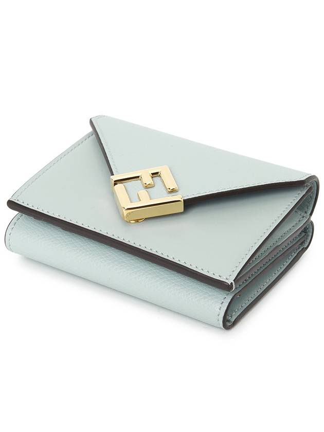 FF Diamond Calf Leather Half Wallet Light Blue - FENDI - BALAAN 4