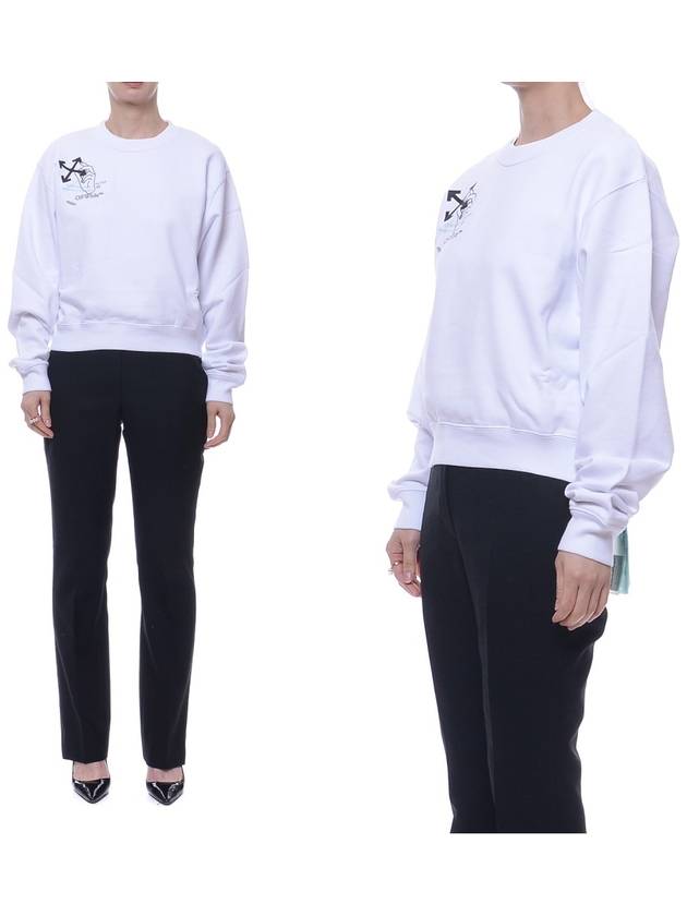 Hand Stamp Arrow Crop Sweatshirt - OFF WHITE - BALAAN 2