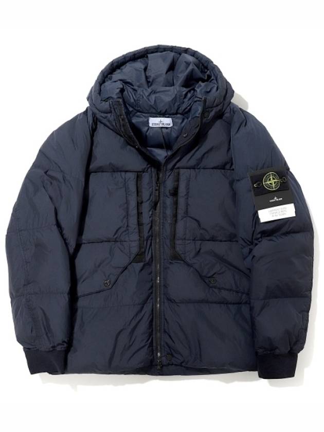 Garment Dyed Crinkle Reps Recycled Nylon Hoodie Padding Navy - STONE ISLAND - BALAAN 2