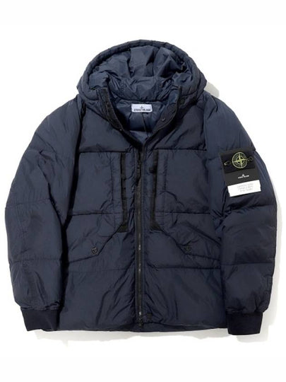 Garment Dyed Crinkle Reps Recycled Nylon Hoodie Padding Navy - STONE ISLAND - BALAAN 2