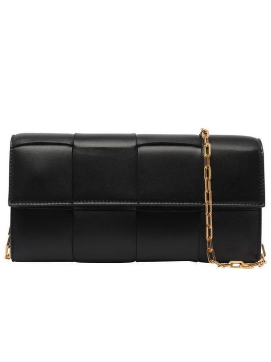 Intrecciato Chain Shoulder Bag Black - BOTTEGA VENETA - BALAAN 1