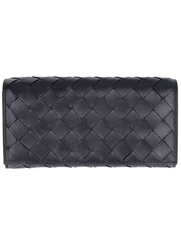 Intrecciato Large Flap Long Wallet Black - BOTTEGA VENETA - BALAAN 1