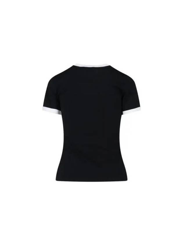 Contrast Signature Short Sleeve T-Shirt Black - COURREGES - BALAAN 3