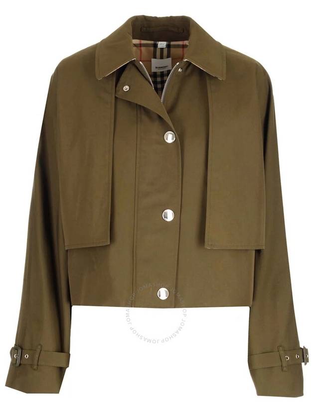 Tropical Gabardine Crop Jacket Dark Military Khaki - BURBERRY - BALAAN 2