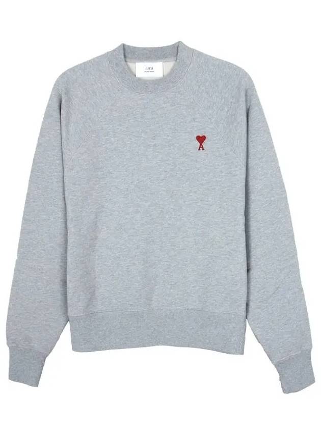 Cotton Heart Logo Sweatshirt Grey - AMI - BALAAN 2