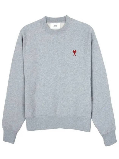 Cotton Heart Logo Sweatshirt Grey - AMI - BALAAN 2