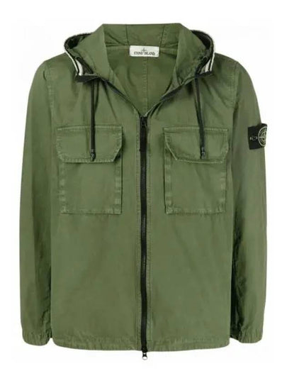 Wappen Patch Old Treatment Hooded Zip Up Olive Green - STONE ISLAND - BALAAN 2