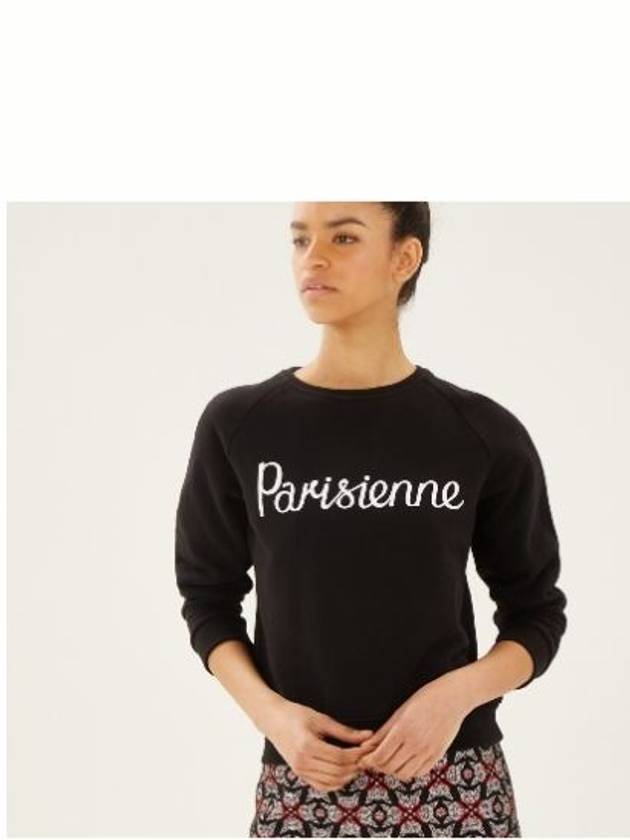 Parisienne Logo Cotton Sweatshirt Black - MAISON KITSUNE - BALAAN 5