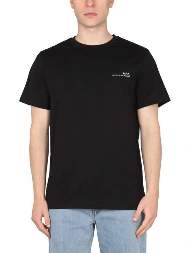 Men's Item Logo Cotton Short Sleeve T-Shirt Black - A.P.C. - BALAAN 3