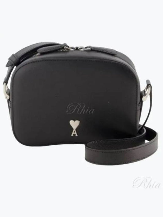 Grained Leather Camera Cross Bag Black - AMI - BALAAN 2