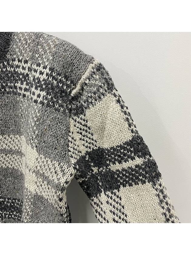 Tartan Check Jacquard Wool Mohair Knit Top Grey - THOM BROWNE - BALAAN 6