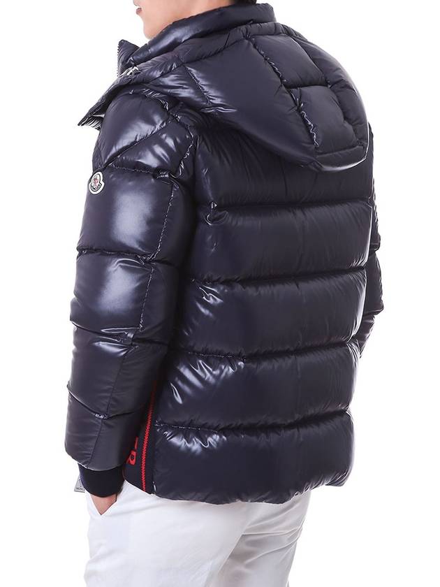 Moncler 1A00145 68950 742 LUNETIERE side lettering hooded short down jacket navy men s padding - MONCLER - BALAAN 3