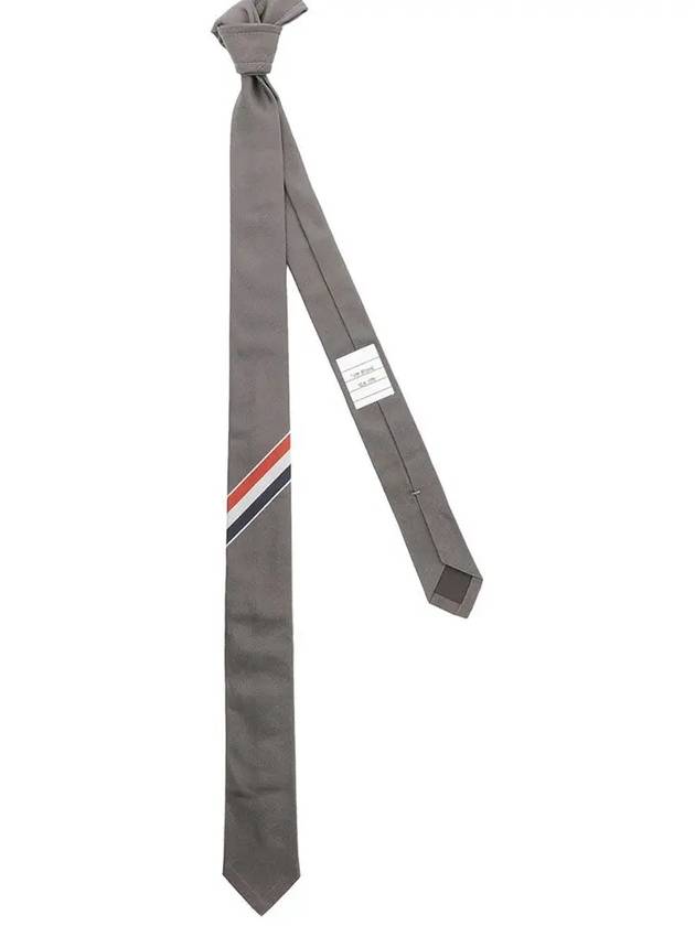 Men's Grosgrain Stripe Tie Dark Grey - THOM BROWNE - BALAAN 4