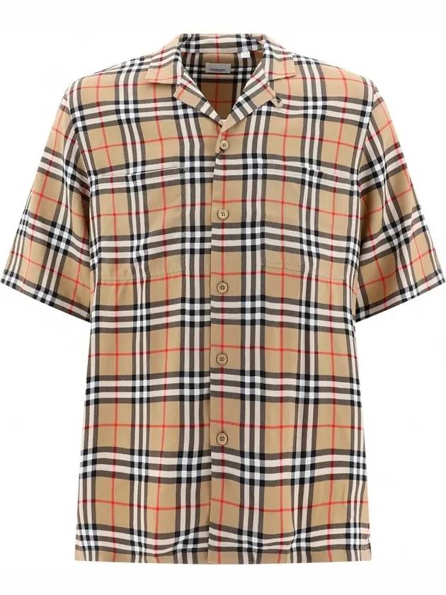 Raymouth Check Short Sleeve Shirt Beige - BURBERRY - BALAAN 1