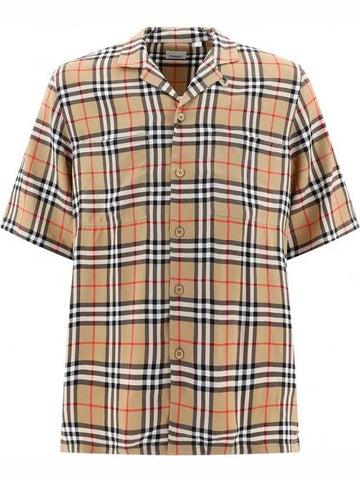 Raymouth Check Short Sleeve Shirt Beige - BURBERRY - BALAAN 1