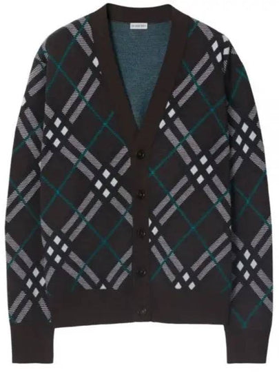 Check V-Neck Wool Mohair Blend Cardigan Snug - BURBERRY - BALAAN 2