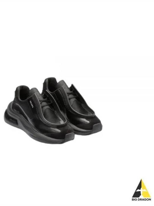 Systeme Brushed Leather Sneakers With Bike Fabric And Suede Elements Black - PRADA - BALAAN 2