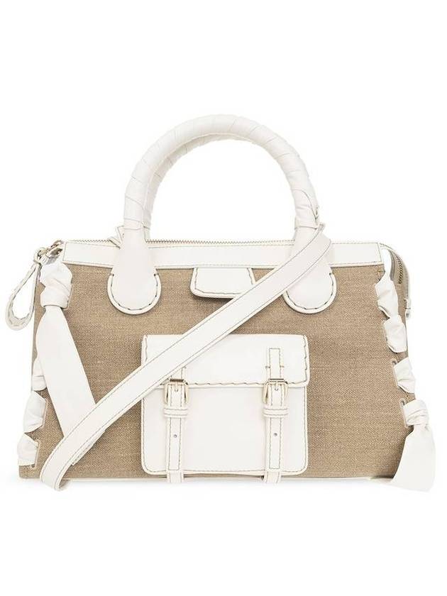 Edith Medium Day Linen Nappa Lambskin Calfskin Cross Tote Bag White - CHLOE - BALAAN 1